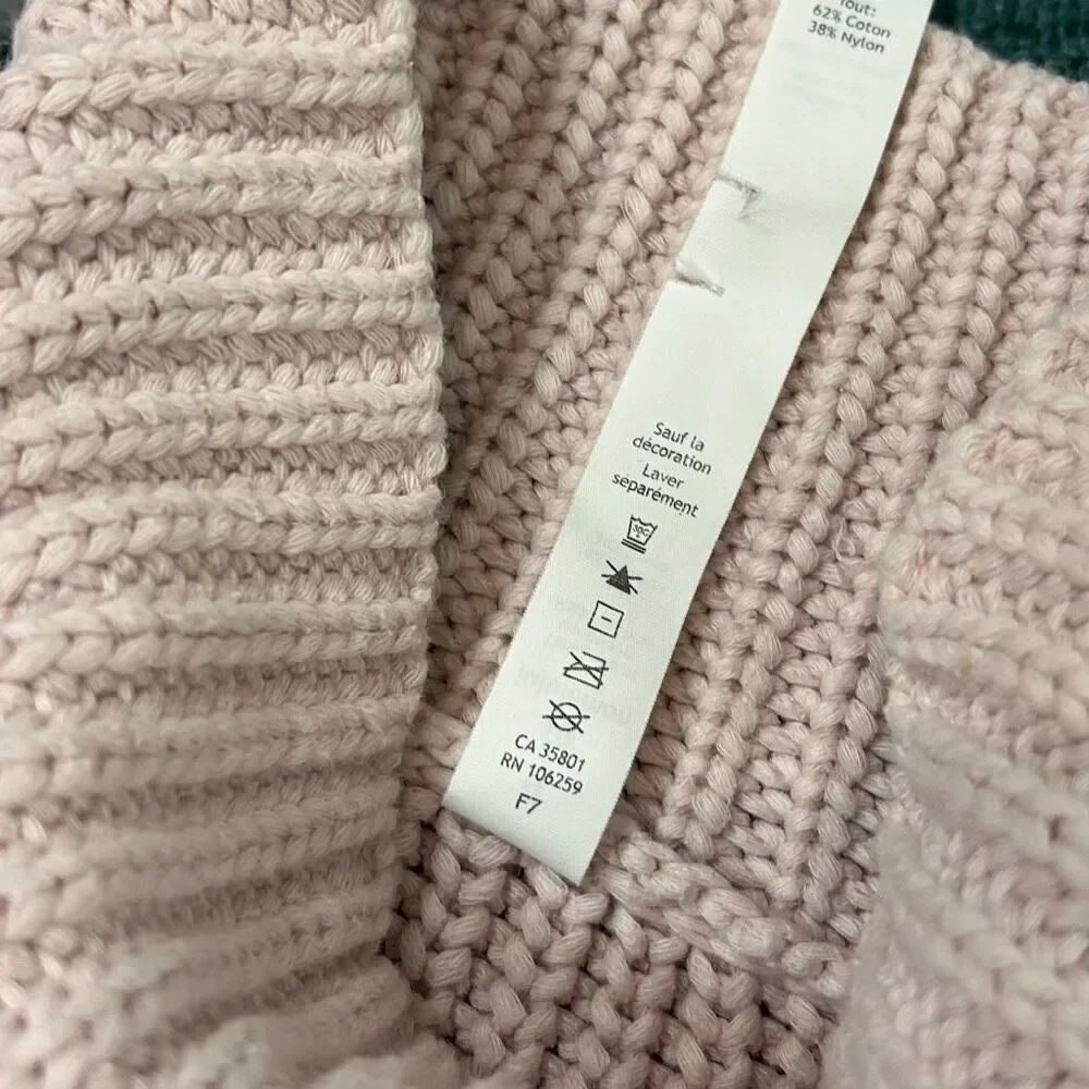 Lululemon Sweater Bring The Cozy Turtleneck Misty Pink Thick Cotton Cableknit 4